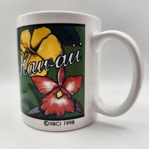Vintage 1998 RBCI Hawaii Coffee Mug 12oz Plumeria Hibiscus Bird Of Paradise